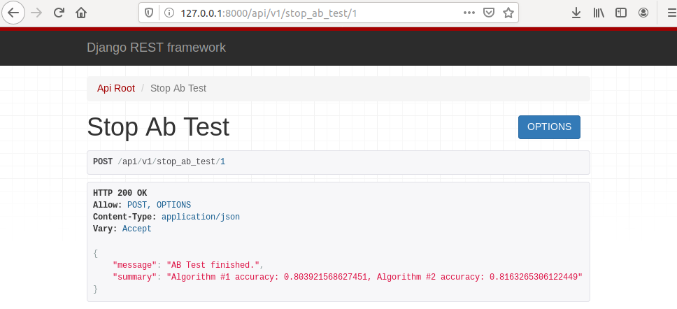 A/B test finish